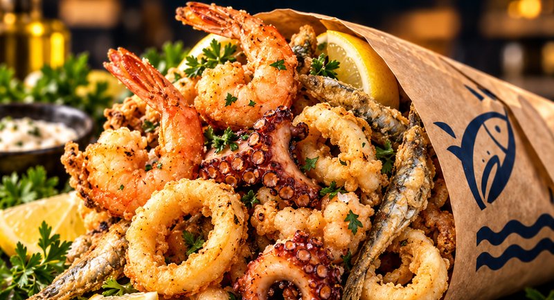Frittierte Meeresfrüchte in der Tüte von Mabo Fish Street Food